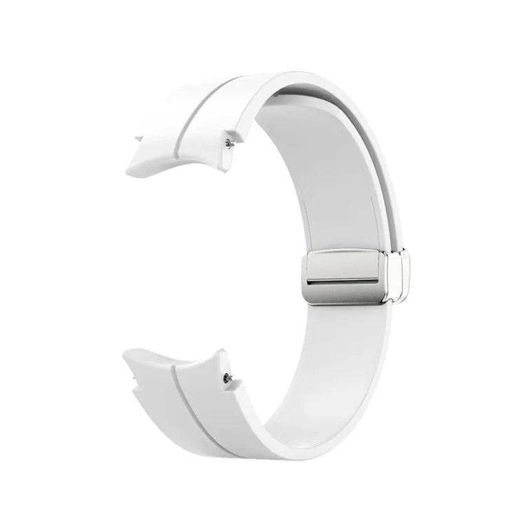 Pulseira de relógio em silicone com fivela prateada dobrável, Para Samsung Galaxy Watch5 40&44mm / Pro 45mm