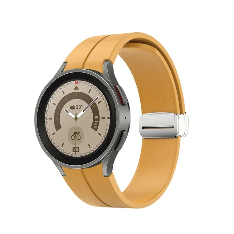 Pulseira de relógio em silicone com fivela prateada dobrável, Para Samsung Galaxy Watch5 40&44mm / Pro 45mm