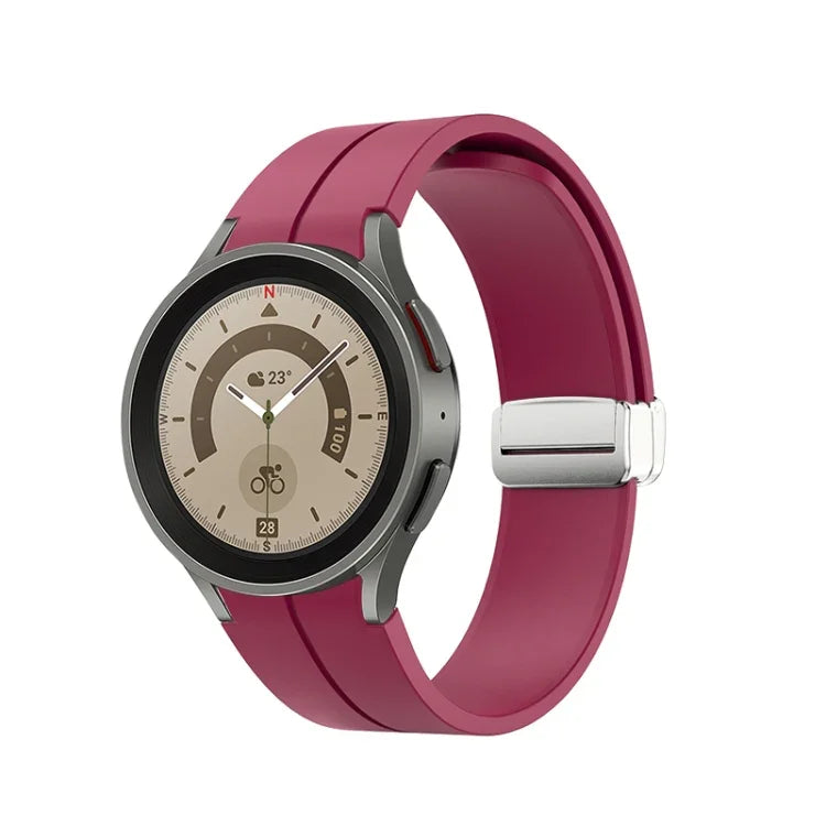 Pulseira de relógio em silicone com fivela prateada dobrável, Para Samsung Galaxy Watch5 40&44mm / Pro 45mm