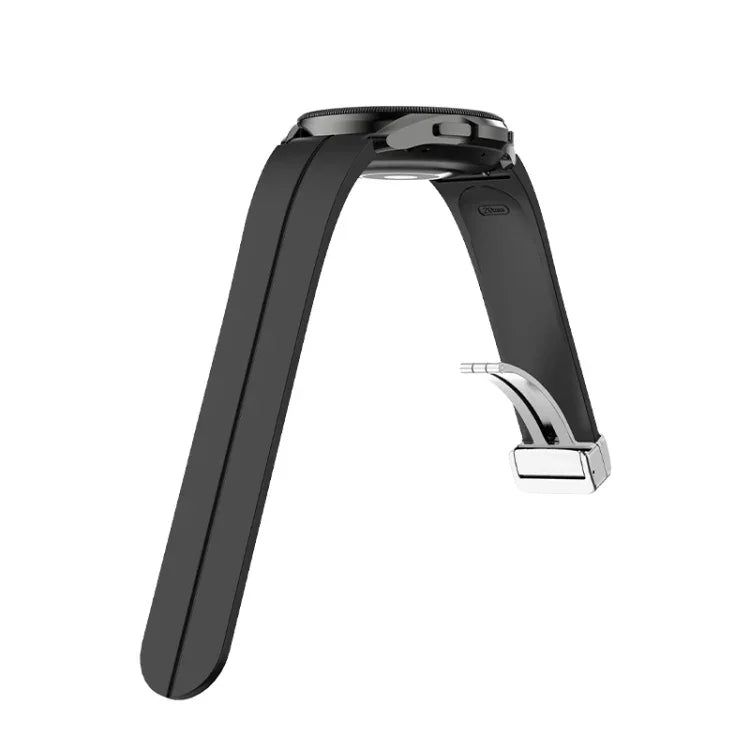 Pulseira de relógio em silicone com fivela prateada dobrável, Para Samsung Galaxy Watch5 40&44mm / Pro 45mm