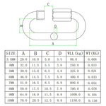 Anilha de Ligação Rápida para Passadiço em Aço Inoxidável 304, 5 PCS 3.5mm, 5 PCS 4mm, 3 PCS 5mm, 3 PCS 6mm, 2 PCS 7mm, 2 PCS 8mm, 9mm, 10mm