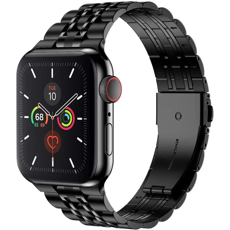 Correia de Relógio Ultra-fina em Aço Inoxidável com Sete Contas para Apple Watch Series, 7 45mm / 6&SE&5&4 44mm / 3&2&1 42mm, 7 41mm / 6&SE&5&4 40mm / 3&2&1 38mm