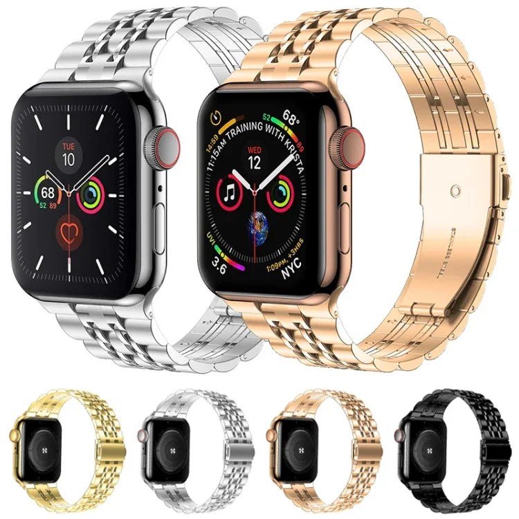 Seven-bead Ultra-thin Stainless Steel Watch Band For Apple Watch Series, 7 45mm / 6&SE&5&4 44mm / 3&2&1 42mm, 7 41mm / 6&SE&5&4 40mm / 3&2&1 38mm