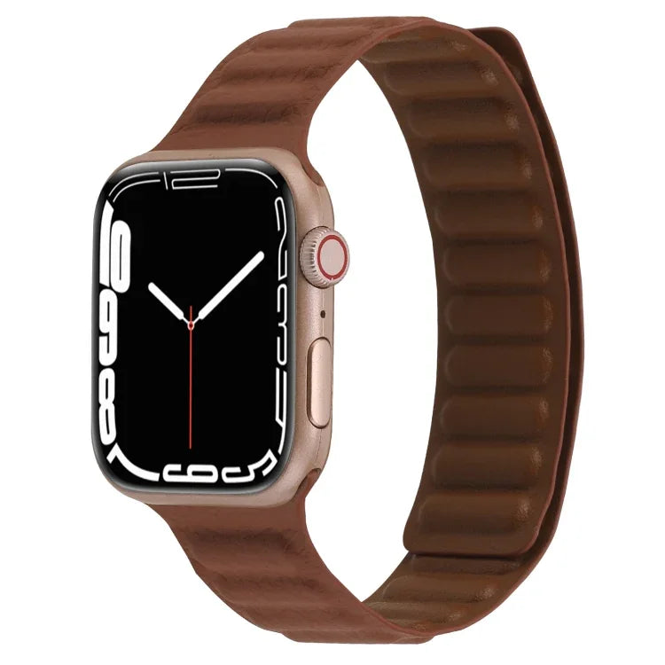 Correia de Relógio em Pele Slim com Loop Magnético Bicolor para Apple Watch Series, 7 45mm / 6&SE&5&4 44mm / 3&2&1 42mm, 7 41mm / 6&SE&5&4 40mm / 3&2&1 38mm
