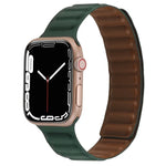Magnetic Two-color Loop Slim Leather Watch Band For Apple Watch Series, 7 45mm / 6&SE&5&4 44mm / 3&2&1 42mm, 7 41mm / 6&SE&5&4 40mm / 3&2&1 38mm