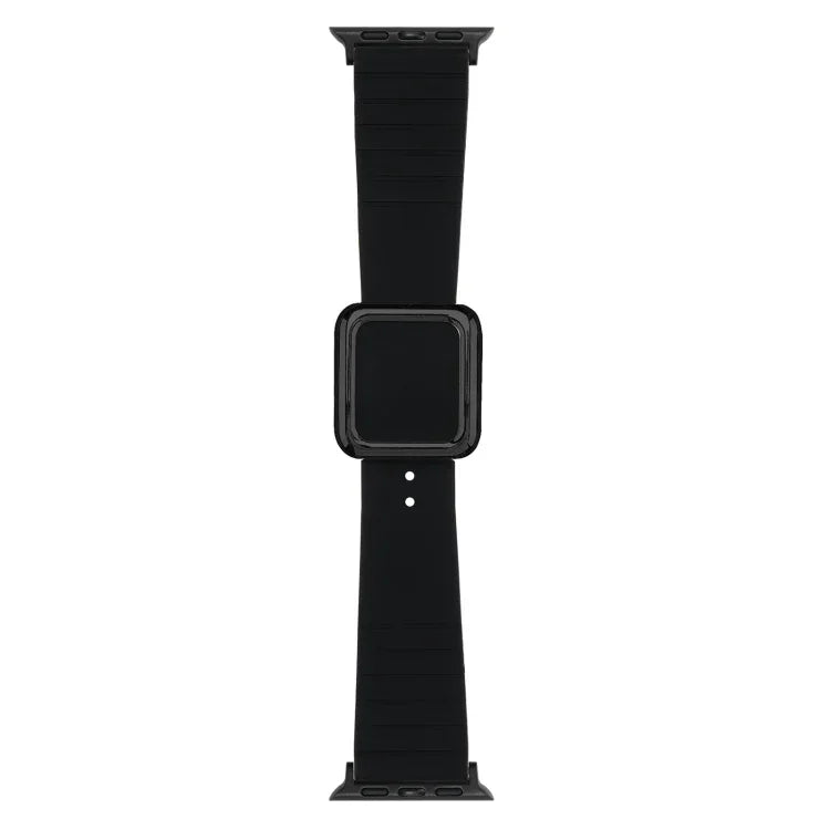 Correia de Relógio em Silicone com Fivela Quadrada Preta para Apple Watch Series, 7 45mm / 6&SE&5&4 44mm / 3&2&1 42mm, 7 41mm / 6&SE&5&4 40mm / 3&2&1 38mm