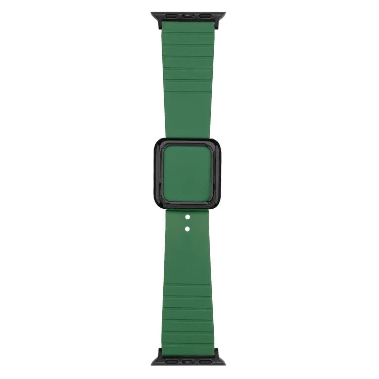 Correia de Relógio em Silicone com Fivela Quadrada Preta para Apple Watch Series, 7 45mm / 6&SE&5&4 44mm / 3&2&1 42mm, 7 41mm / 6&SE&5&4 40mm / 3&2&1 38mm