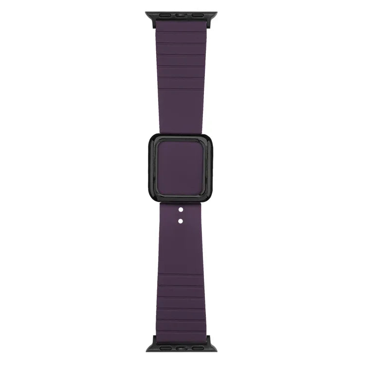 Correia de Relógio em Silicone com Fivela Quadrada Preta para Apple Watch Series, 7 45mm / 6&SE&5&4 44mm / 3&2&1 42mm, 7 41mm / 6&SE&5&4 40mm / 3&2&1 38mm