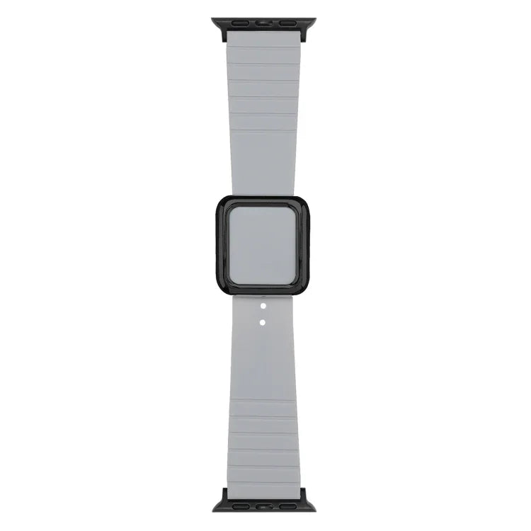 Correia de Relógio em Silicone com Fivela Quadrada Preta para Apple Watch Series, 7 45mm / 6&SE&5&4 44mm / 3&2&1 42mm, 7 41mm / 6&SE&5&4 40mm / 3&2&1 38mm