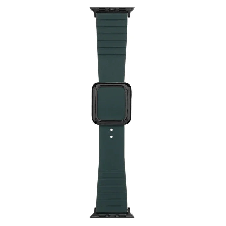 Correia de Relógio em Silicone com Fivela Quadrada Preta para Apple Watch Series, 7 45mm / 6&SE&5&4 44mm / 3&2&1 42mm, 7 41mm / 6&SE&5&4 40mm / 3&2&1 38mm