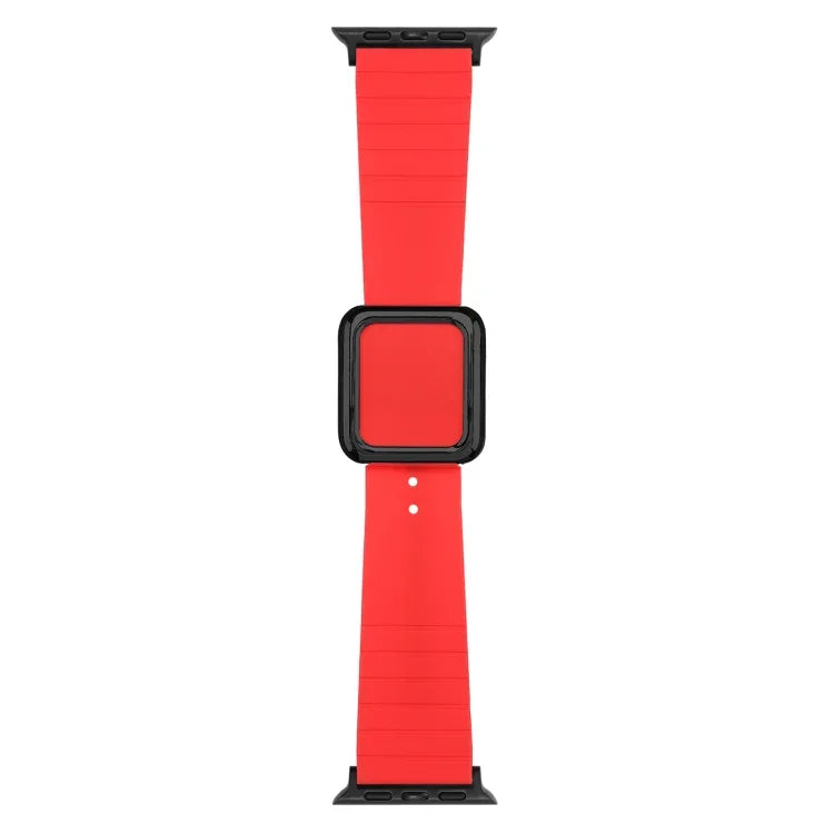 Correia de Relógio em Silicone com Fivela Quadrada Preta para Apple Watch Series, 7 45mm / 6&SE&5&4 44mm / 3&2&1 42mm, 7 41mm / 6&SE&5&4 40mm / 3&2&1 38mm