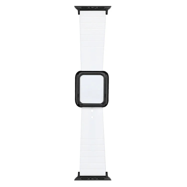 Correia de Relógio em Silicone com Fivela Quadrada Preta para Apple Watch Series, 7 45mm / 6&SE&5&4 44mm / 3&2&1 42mm, 7 41mm / 6&SE&5&4 40mm / 3&2&1 38mm