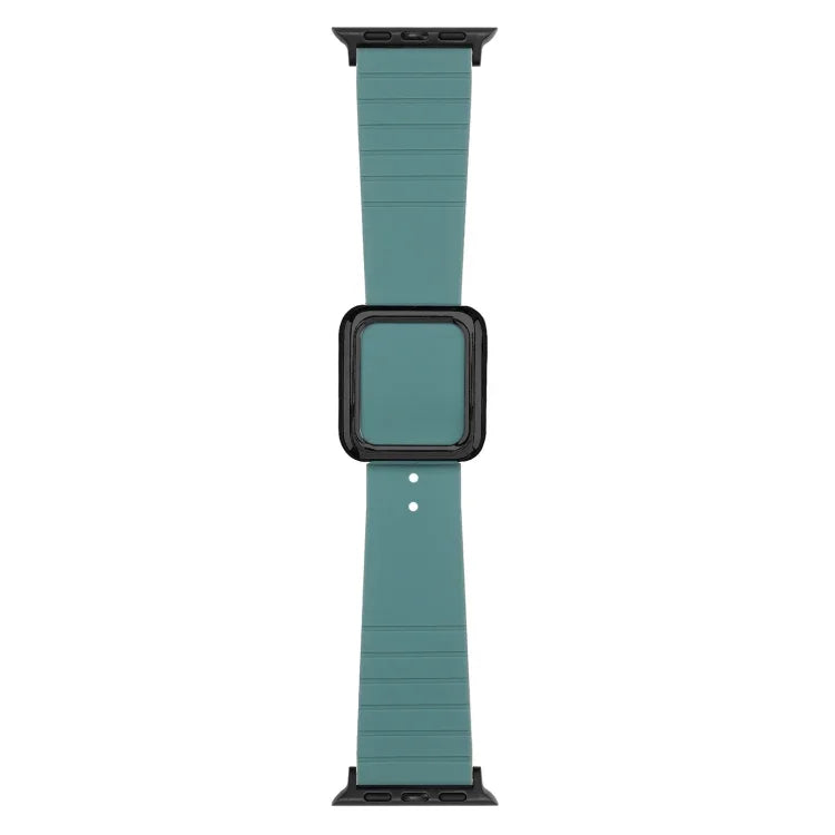 Correia de Relógio em Silicone com Fivela Quadrada Preta para Apple Watch Series, 7 45mm / 6&SE&5&4 44mm / 3&2&1 42mm, 7 41mm / 6&SE&5&4 40mm / 3&2&1 38mm