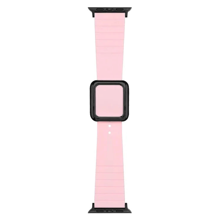 Correia de Relógio em Silicone com Fivela Quadrada Preta para Apple Watch Series, 7 45mm / 6&SE&5&4 44mm / 3&2&1 42mm, 7 41mm / 6&SE&5&4 40mm / 3&2&1 38mm