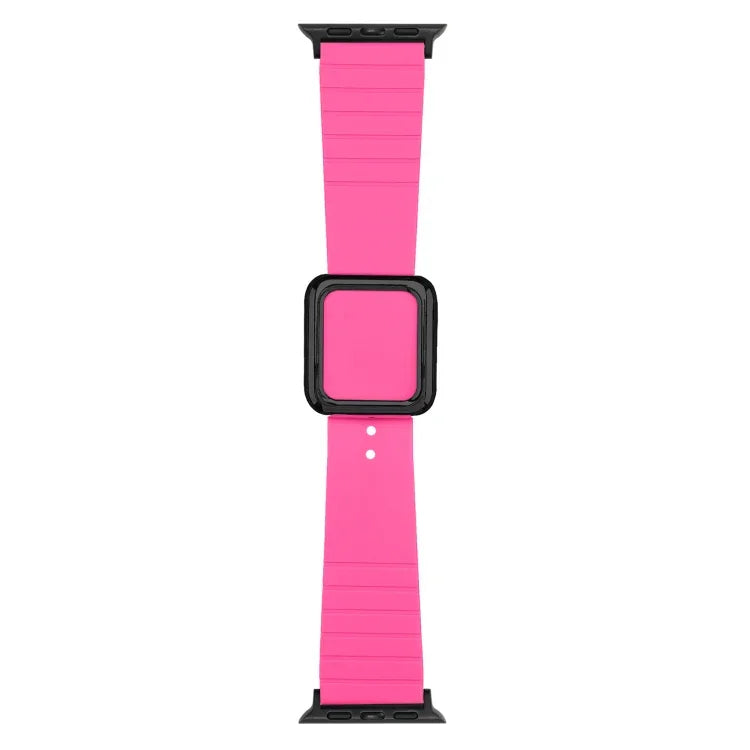 Correia de Relógio em Silicone com Fivela Quadrada Preta para Apple Watch Series, 7 45mm / 6&SE&5&4 44mm / 3&2&1 42mm, 7 41mm / 6&SE&5&4 40mm / 3&2&1 38mm