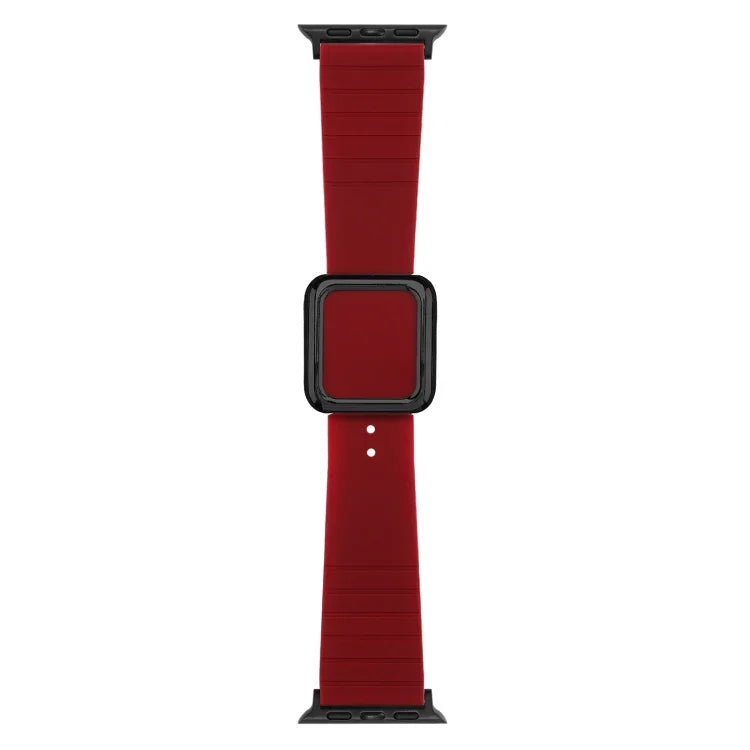 Correia de Relógio em Silicone com Fivela Quadrada Preta para Apple Watch Series, 7 45mm / 6&SE&5&4 44mm / 3&2&1 42mm, 7 41mm / 6&SE&5&4 40mm / 3&2&1 38mm