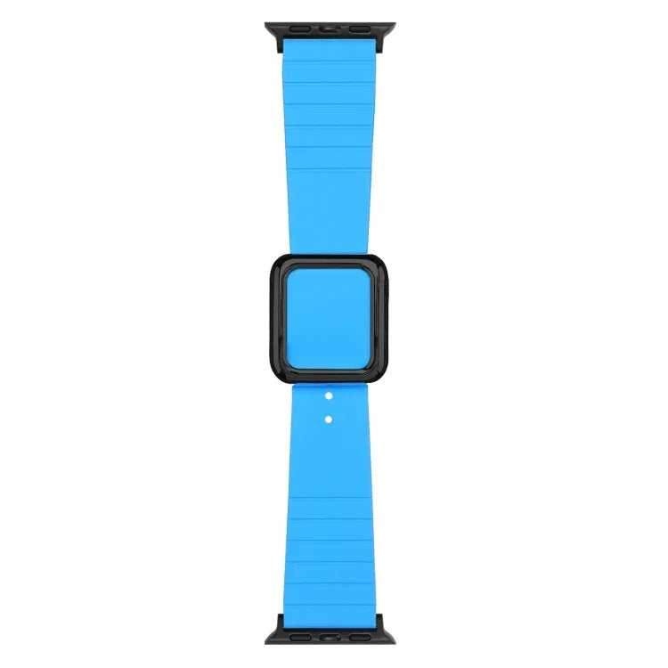Correia de Relógio em Silicone com Fivela Quadrada Preta para Apple Watch Series, 7 45mm / 6&SE&5&4 44mm / 3&2&1 42mm, 7 41mm / 6&SE&5&4 40mm / 3&2&1 38mm