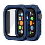 2 in 1 Screen Tempered Glass Film Protective Case, For Apple Watch Series 9 / 8 / 7 45mm, For Apple Watch Series 9 / 8 / 7 41mm, For Apple Watch Series 6 / 5 / 4 / SE 44mm, For Apple Watch Series 6 / 5 / 4 / SE 40mm, For Apple Watch Series 3 & 2 & 1 42...