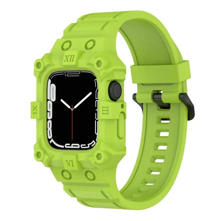 Correia de Silicone Integrada para Apple Watch Series, 7 45mm / 6&SE&5&4 44mm / 3&2&1 42mm, 7 41mm / 6&SE&5&4 40mm / 3&2&1 38mm
