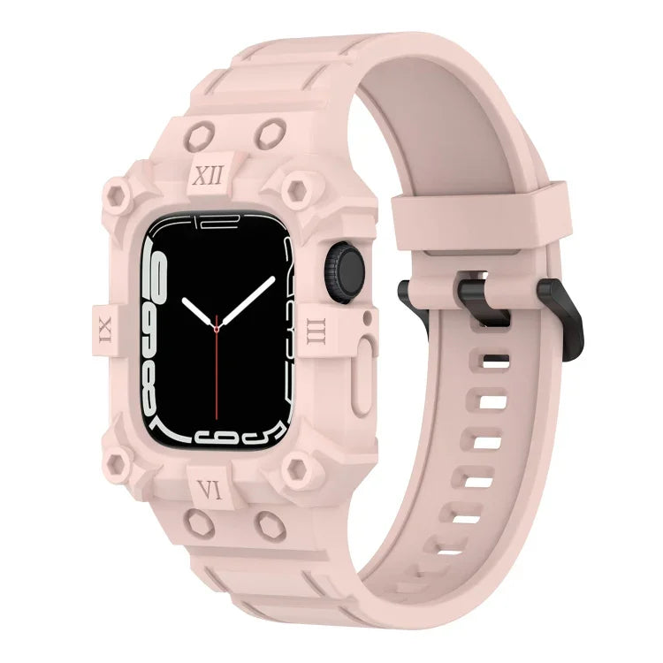 Correia de Silicone Integrada para Apple Watch Series, 7 45mm / 6&SE&5&4 44mm / 3&2&1 42mm, 7 41mm / 6&SE&5&4 40mm / 3&2&1 38mm