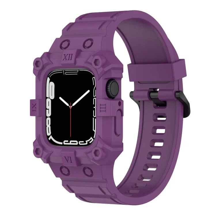 Correia de Silicone Integrada para Apple Watch Series, 7 45mm / 6&SE&5&4 44mm / 3&2&1 42mm, 7 41mm / 6&SE&5&4 40mm / 3&2&1 38mm
