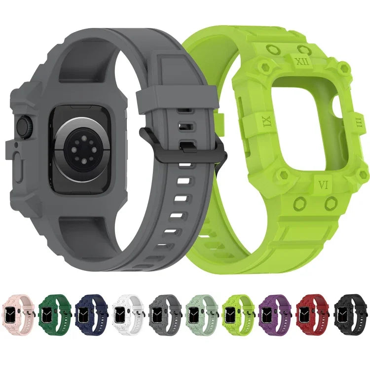 Correia de Silicone Integrada para Apple Watch Series, 7 45mm / 6&SE&5&4 44mm / 3&2&1 42mm, 7 41mm / 6&SE&5&4 40mm / 3&2&1 38mm