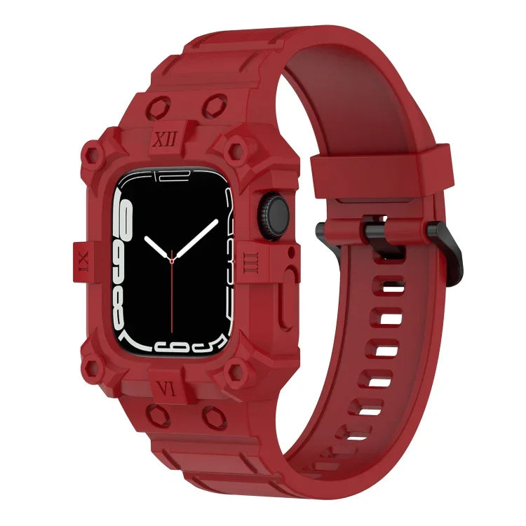 Correia de Silicone Integrada para Apple Watch Series, 7 45mm / 6&SE&5&4 44mm / 3&2&1 42mm, 7 41mm / 6&SE&5&4 40mm / 3&2&1 38mm
