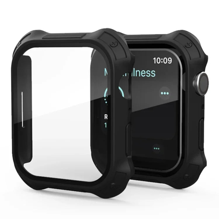 2 in 1 Frosted PC Frame + Screen Tempered Glass Film Protective Case, For Apple Watch Series 9 / 8 / 7 45mm, For Apple Watch Series 9 / 8 / 7 41mm
