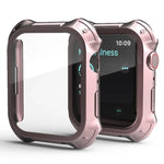 Capa Protetora 2 em 1 com Moldura de PC + Filme de Vidro Temperado para Ecrã, Para Apple Watch Series 9 / 8 / 7 41mm, Para Apple Watch Series 9 / 8 / 7 45mm