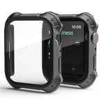 Capa Protetora 2 em 1 com Moldura de PC + Filme de Vidro Temperado para Ecrã, Para Apple Watch Series 9 / 8 / 7 41mm, Para Apple Watch Series 9 / 8 / 7 45mm