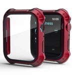Capa Protetora 2 em 1 com Moldura de PC + Filme de Vidro Temperado para Ecrã, Para Apple Watch Series 9 / 8 / 7 41mm, Para Apple Watch Series 9 / 8 / 7 45mm