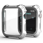 Capa Protetora 2 em 1 com Moldura de PC + Filme de Vidro Temperado para Ecrã, Para Apple Watch Series 9 / 8 / 7 41mm, Para Apple Watch Series 9 / 8 / 7 45mm
