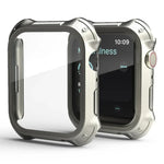 Capa Protetora 2 em 1 com Moldura de PC + Filme de Vidro Temperado para Ecrã, Para Apple Watch Series 9 / 8 / 7 41mm, Para Apple Watch Series 9 / 8 / 7 45mm