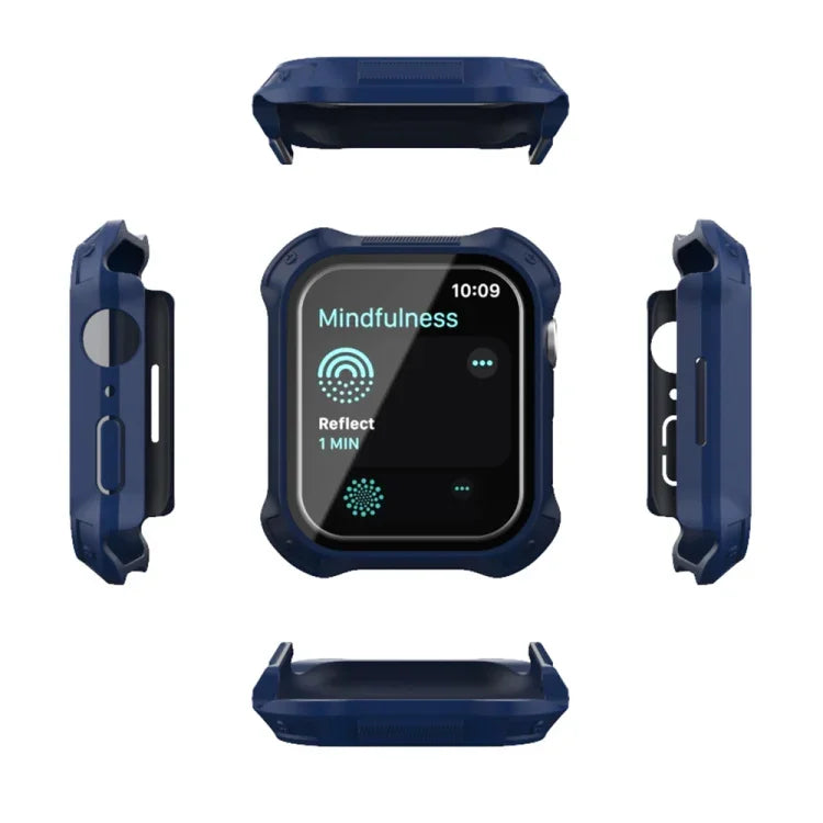 Capa Protetora 2 em 1 com Moldura de PC + Filme de Vidro Temperado para Ecrã, Para Apple Watch Series 9 / 8 / 7 41mm, Para Apple Watch Series 9 / 8 / 7 45mm