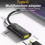 Adaptador Multifuncional + Type-C + USB Fêmea para Type-C, DC5521 / 5525, DC7406, DC7909, Porta Quadrada
