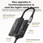 Adaptador Multifuncional + Type-C + USB Fêmea para Type-C, DC5521 / 5525, DC7406, DC7909, Porta Quadrada