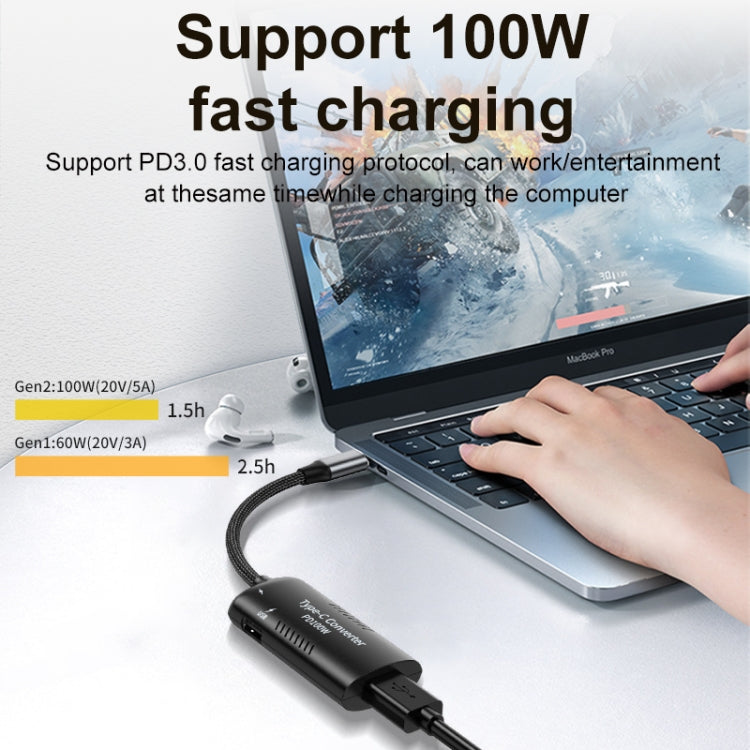 Adaptador Multifuncional + Type-C + USB Fêmea para Type-C, DC5521 / 5525, DC7406, DC7909, Porta Quadrada