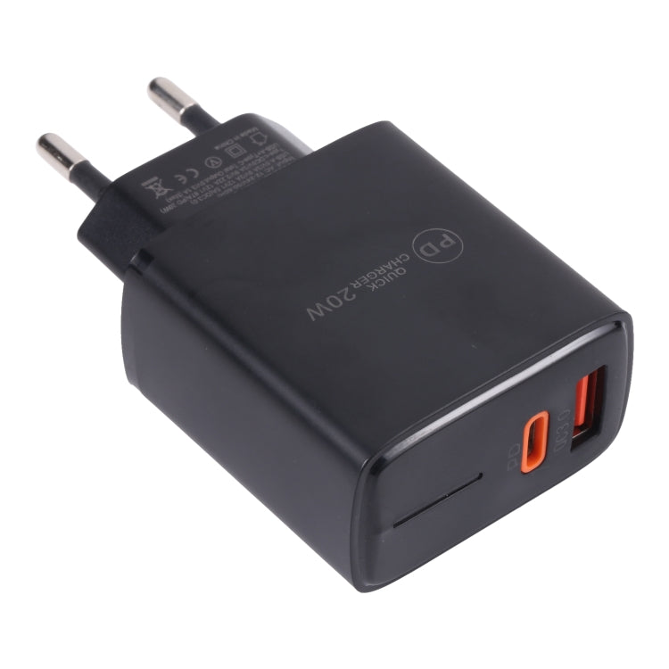 LZ-1130 Carregador Rápido PD 20W Type-C+QC 3.0 USB, Ficha EU 20W, Ficha US 20W