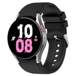 Universal leather texture silicone watch band for Samsung Galaxy Watch, stylish and adjustable design.