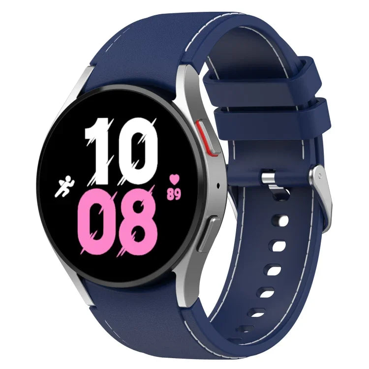 Universal Leather Texture Silicone Watch Band, For Samsung Galaxy Watch5 / Watch5 Pro /  Watch4