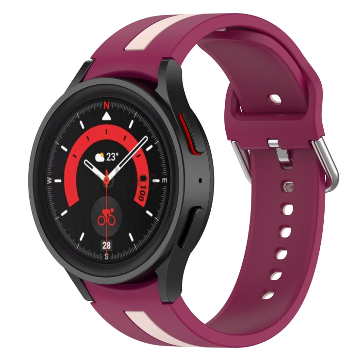 Pulseira de relógio em silicone com risca bicolor, para Samsung Galaxy Watch5 / Watch5 Pro