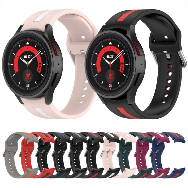 Pulseira de relógio em silicone com risca bicolor, para Samsung Galaxy Watch5 / Watch5 Pro