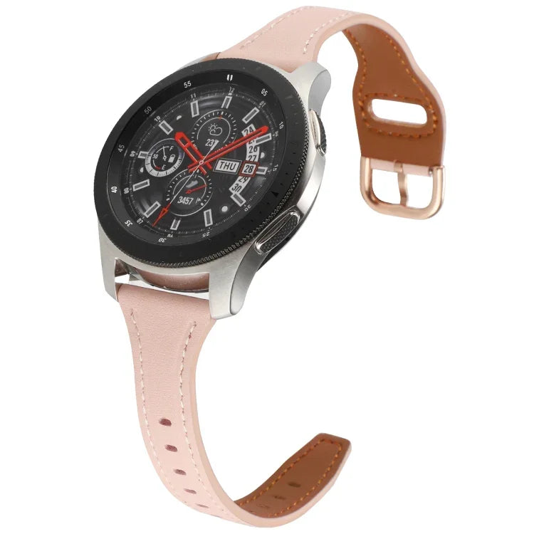 Pulseira de Relógio em Pele Genuína com Fivela Invertida de 22mm, Para Samsung Galaxy Watch3 / Huawei Watch GT3 Pro