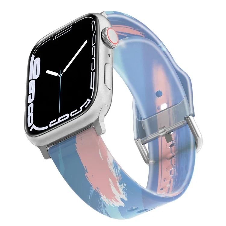 Frosted Translucent Silicone Watch Band For Apple Watch Series, 7 45mm / 6&SE&5&4 44mm / 3&2&1 42mm, 7 41mm / 6&SE&5&4 40mm / 3&2&1 38mm