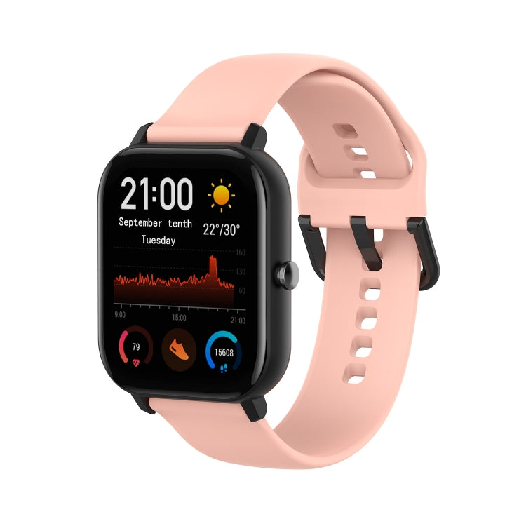 For Amazfit GTS4 Mini Solid Color Soft Silicone Watch Band, S Size, Large Size