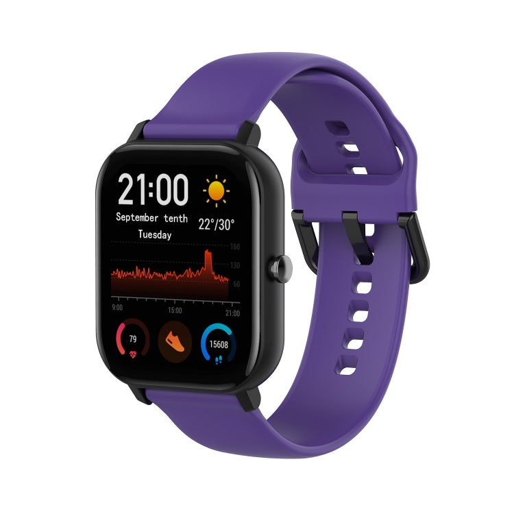 For Amazfit GTS4 Mini Solid Color Soft Silicone Watch Band, S Size, Large Size