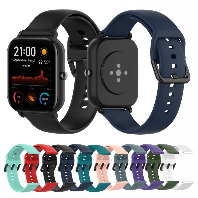 For Amazfit GTS4 Mini Solid Color Soft Silicone Watch Band, S Size, Large Size