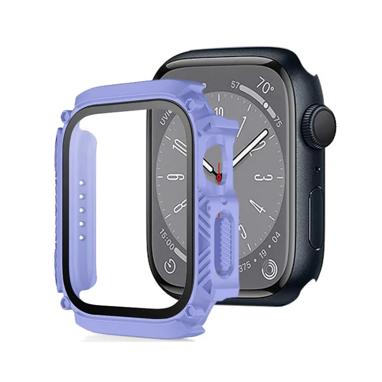 Screen Tempered Glass Film Armor Waterproof Watch Case, For Apple Watch Series 9 / 8 / 7 45mm, For Apple Watch Series 9 / 8 / 7 41mm