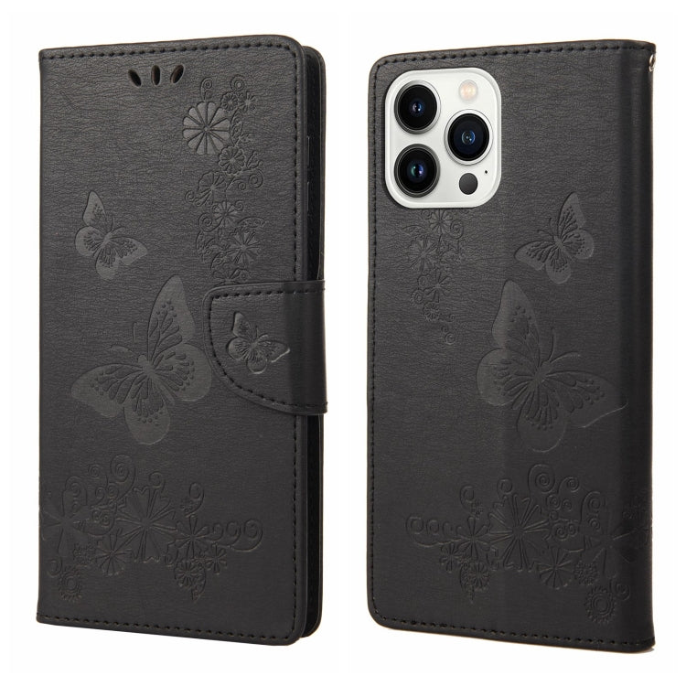 Butterfly Embossed Horizontal Flip Leather Phone Case, For iPhone 14, For iPhone 14 Plus, For iPhone 14 Pro, For iPhone 14 Pro Max