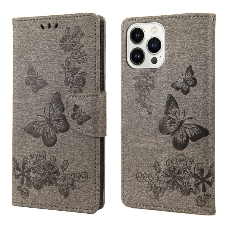 Butterfly Embossed Horizontal Flip Leather Phone Case, For iPhone 14, For iPhone 14 Plus, For iPhone 14 Pro, For iPhone 14 Pro Max